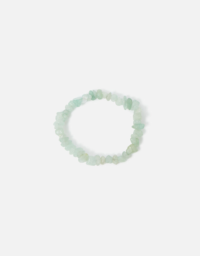 Raw Cut Stone Stretch Bracelet, Green (GREEN), large