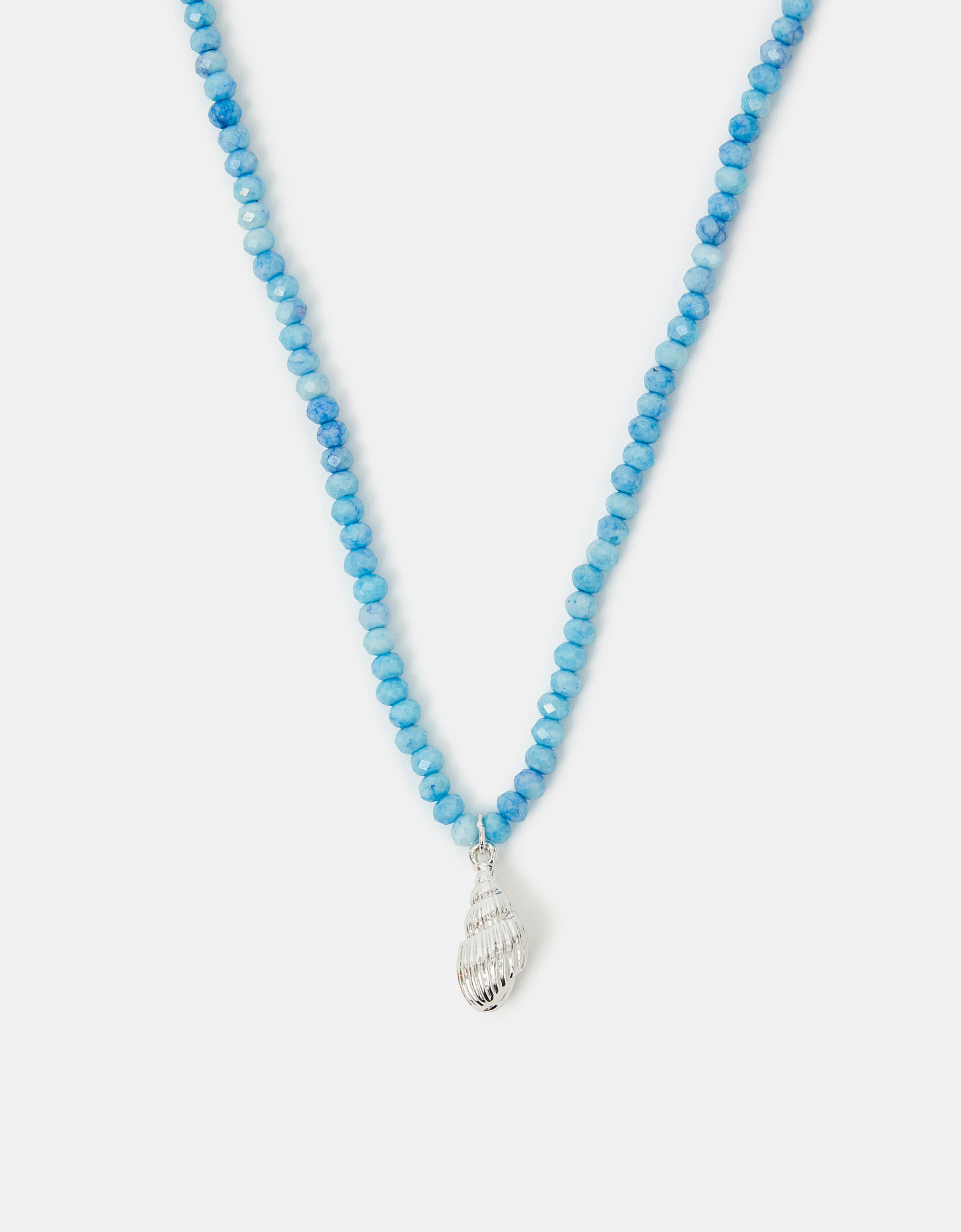 accessorize Shell Pendant Beaded Necklace Blue