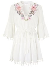 Paisley Print Long Sleeve Kaftan, Cream (CREAM), large