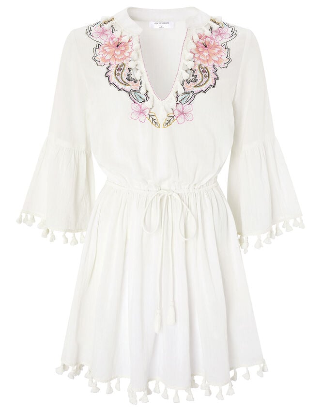 Paisley Print Long Sleeve Kaftan, Cream (CREAM), large