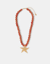Chunky Bead Starfish Pendant Necklace, , large