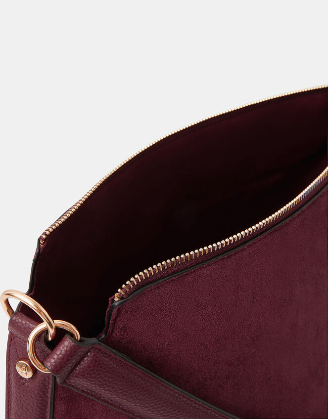 Large Slouchy Suedette Handbag, Red (BURGUNDY), large