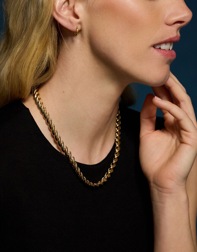 14ct Gold-Plated Twisted Wave Necklace, , large