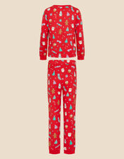 Girls Christmas Print Pyjama Set, Red (RED), large