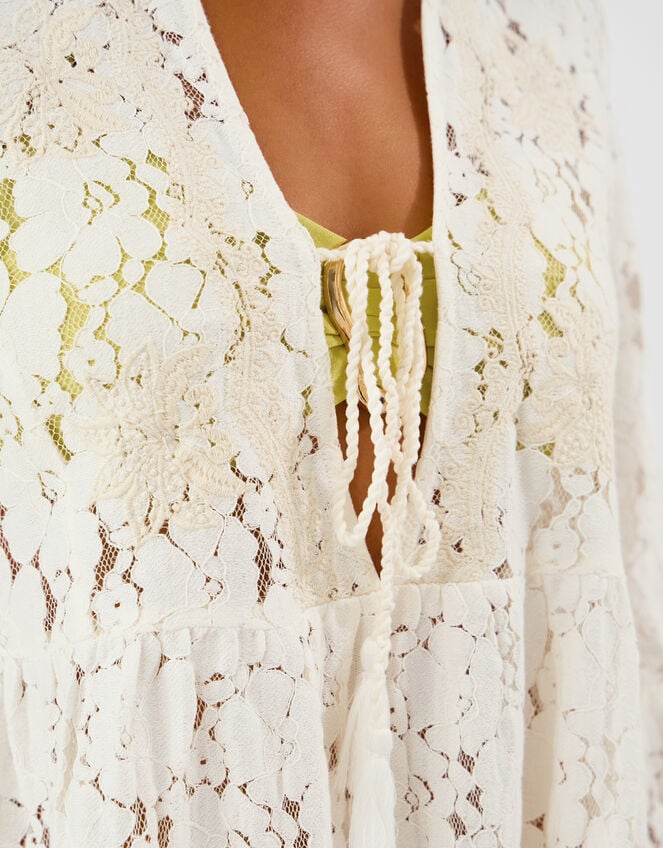 Lace Beach Cover Up Dress, White (WHITE), large