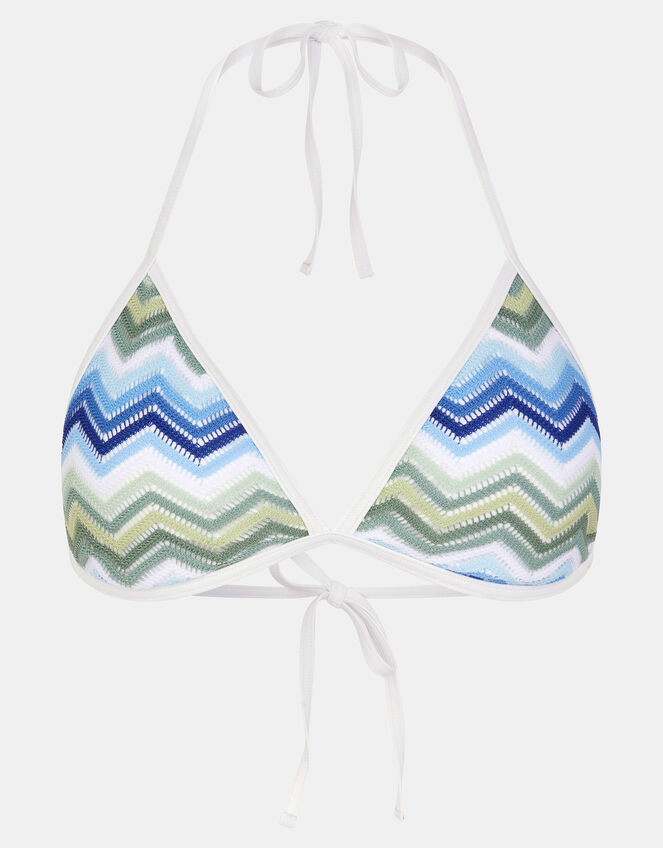 Zig Zag Triangle Bikini Top, Blue (BLUE), large