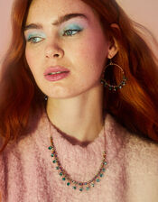 Large Gem Drop Hoop Earrings , , large