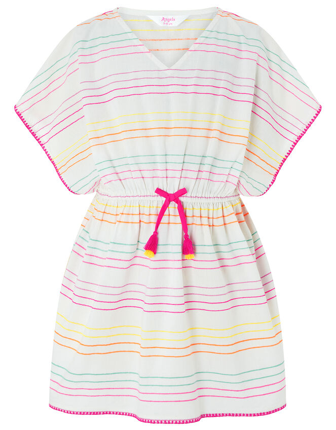 Embroidered Rainbow Kaftan, White (WHITE), large