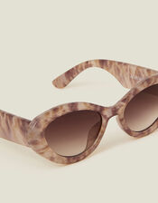 Chunky Marble Cat Eye Sunglasses Pink, , large