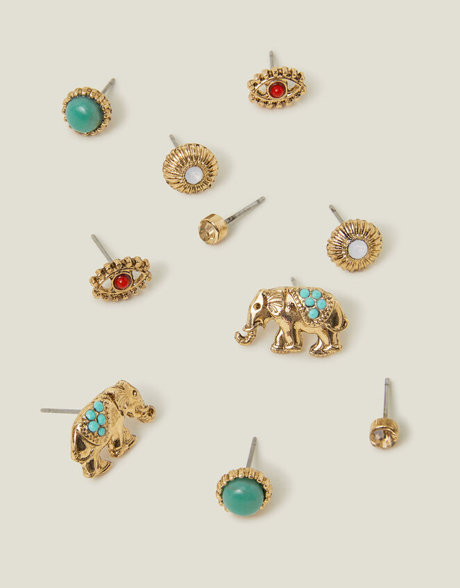5-Pack Elephant Stud Earrings, , large