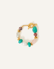 14ct Gold-Plated Stone T-Bar Bracelet, , large
