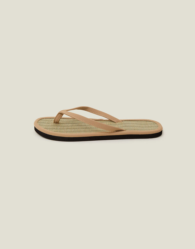 Plain Seagrass Flip Flops, Nude (NUDE), large