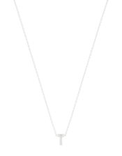 Sterling Silver Sparkle Initial Necklace - T, , large