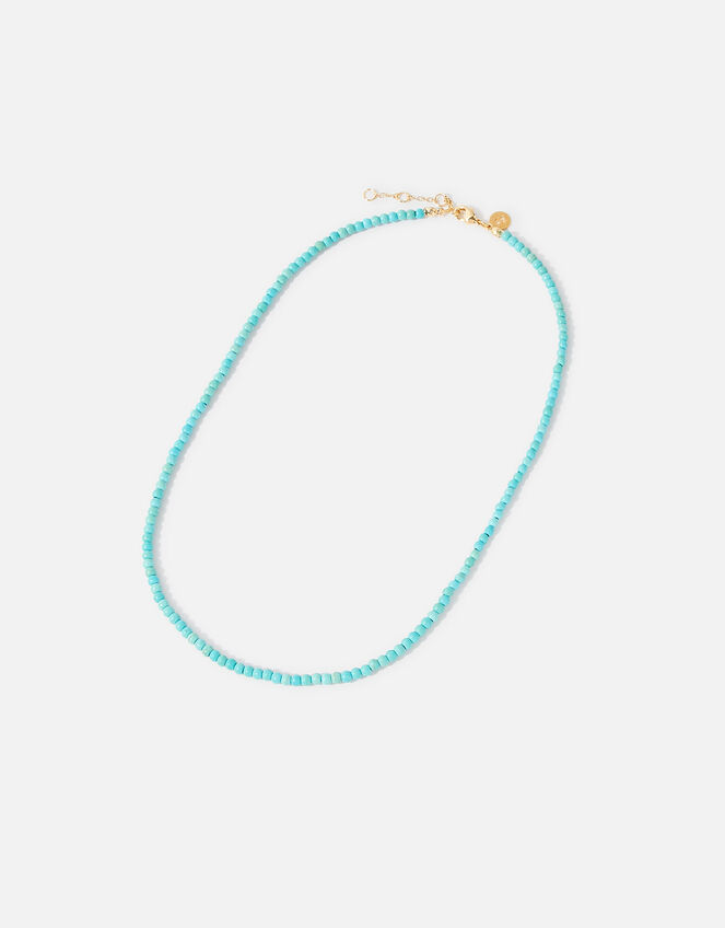 14ct Gold-Plated Healing Stone Turquoise Bead Necklace, , large