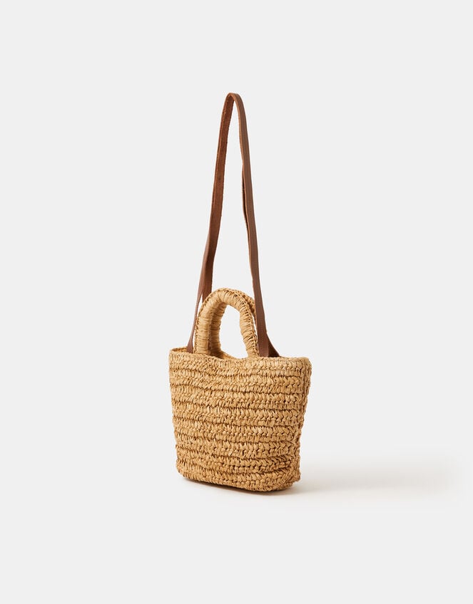 Floral Embroidered Raffia Bag, , large