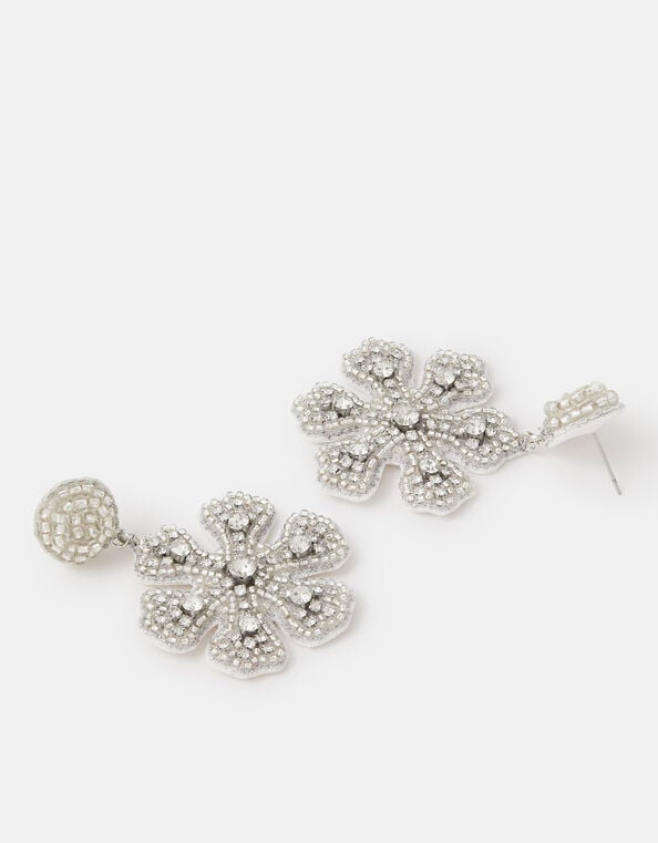 Beaded Snowflake Drop Earrings, , large