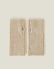 Rib Knit Fingerless Gloves, Natural (NATURAL), large