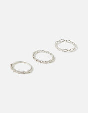 Platinum-Plated Stacking Rings Set of Three, Silver (SILVER), large