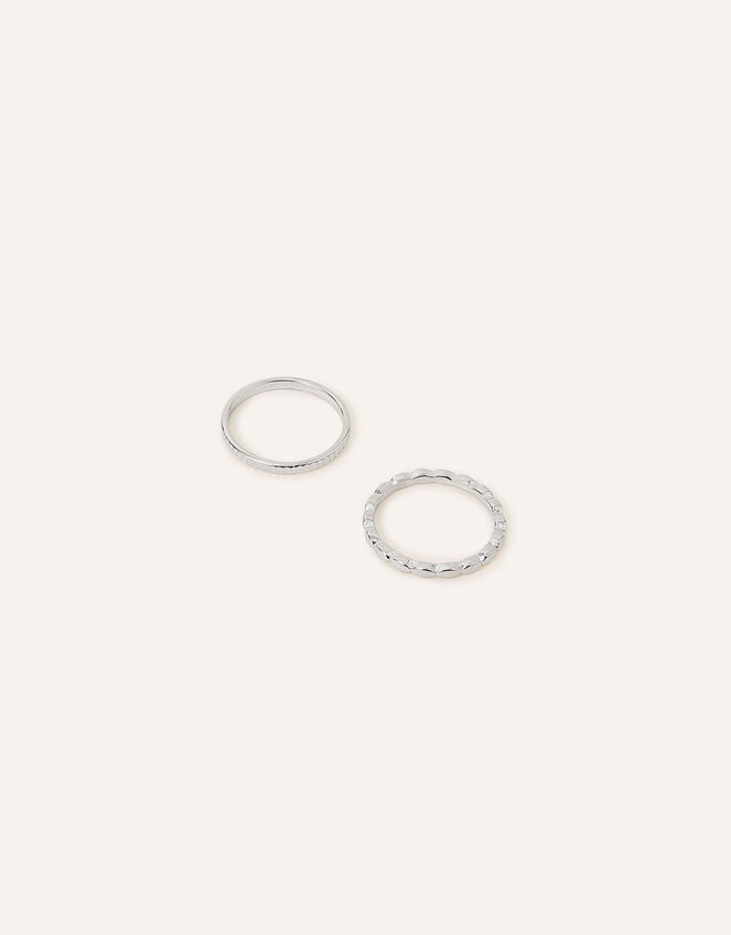 Textured Skinny Rings Set of Two, Silver (SILVER), large