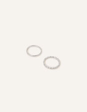 Textured Skinny Rings Set of Two, Silver (SILVER), large