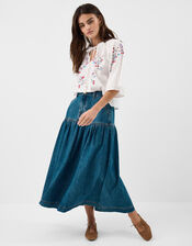 Floral Embroidered Blouse, White (WHITE), large