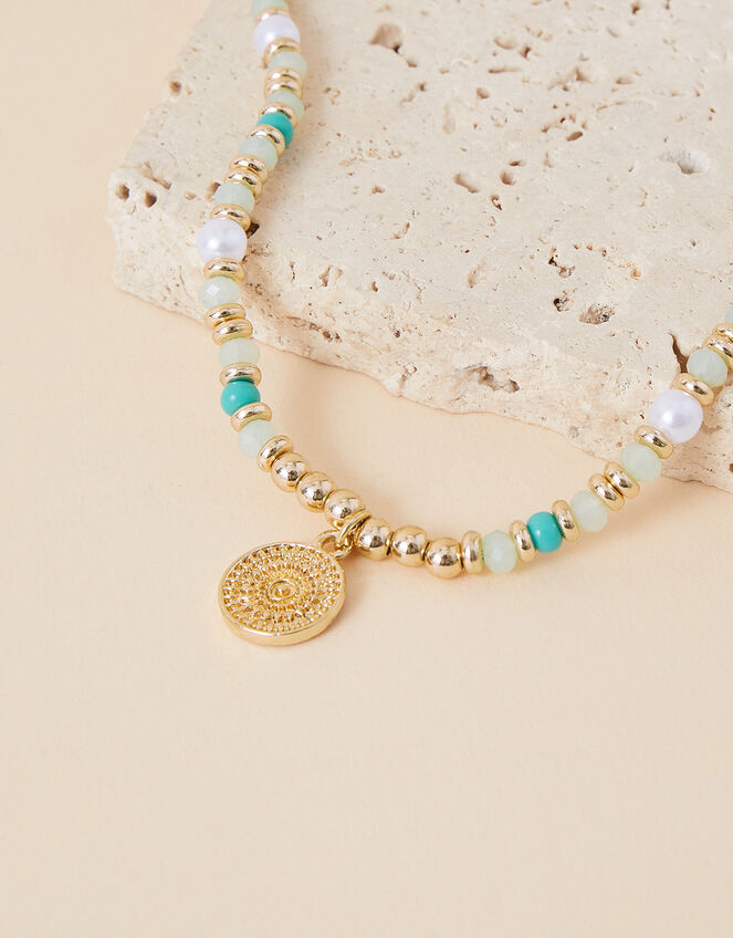 Beaded Coin Charm Anklet, , large