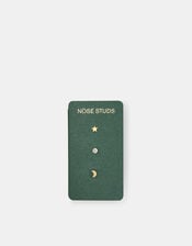 3-Pack 14ct Gold-Plated Surgical Steel Celestial Nose Studs, , large