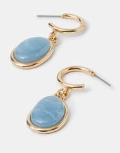 Gemstone Drop Hoop Earrings, , large