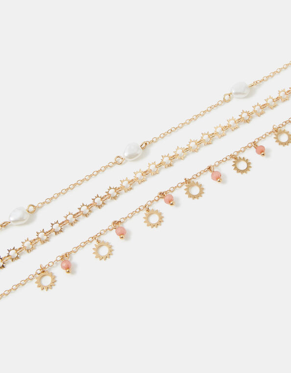 3-Pack Sunshine Charm Anklets, , large