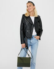 Carmela Leather Cross Body Bag, Green (KHAKI), large