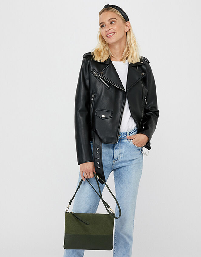 Carmela Leather Cross Body Bag, Green (KHAKI), large