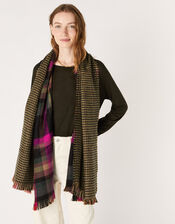 Joanna Check Knit Blanket Scarf, , large