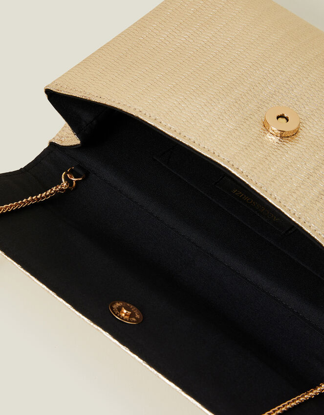 Metallic Fold-Over Clutch Bag, Gold (GOLD), large