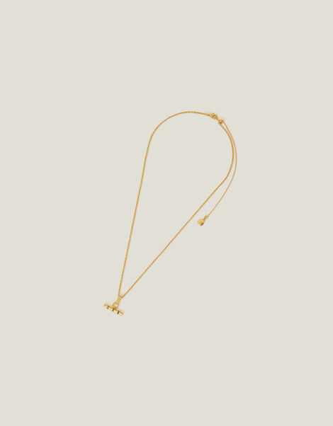 14ct Gold-Plated T-Bar Necklace, , large
