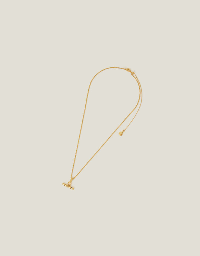 14ct Gold-Plated T-Bar Necklace, , large