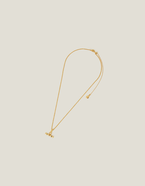 14ct Gold-Plated T-Bar Necklace, , large