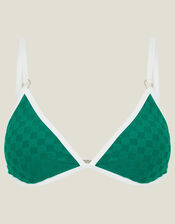 Texture Checkerboard Triangle Bikini Top, Teal (TEAL), large