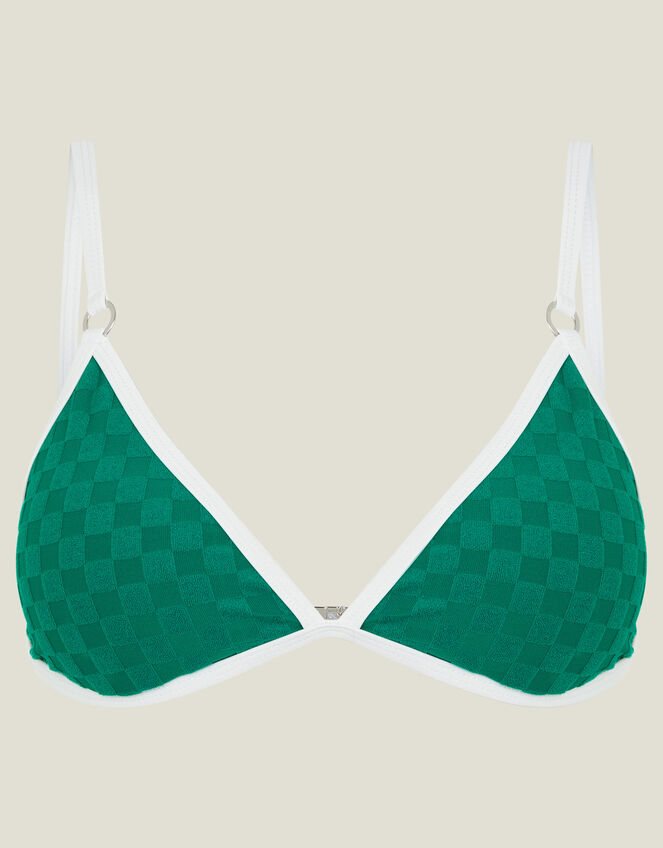 Texture Checkerboard Triangle Bikini Top, Teal (TEAL), large