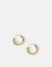 Stainless Steel Mixed Metal Twist Hoop Earrings, , large