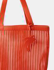 Mesh Stripe Shopper Bag, Orange (ORANGE), large