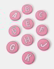 Initial Embroidered Compact Mirror, Pink (PINK), large