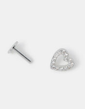 Sterling Silver Heart Flatback Stud, , large