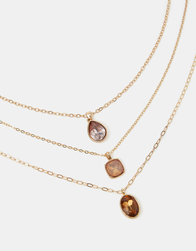 3-Pack Gemstone Pendant Necklaces, , large