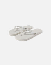 Embellished Flip Flops, Silver (SILVER), large