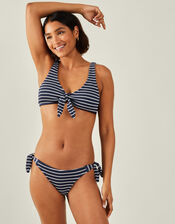 Stripe Crinkle Tie Bikini Top, Blue (NAVY), large
