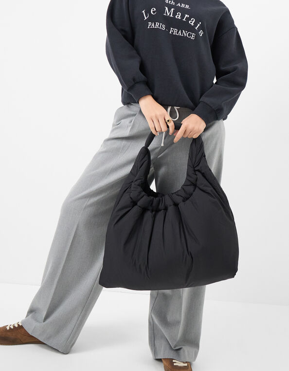 Nylon Quilted Shopper Bag, , large