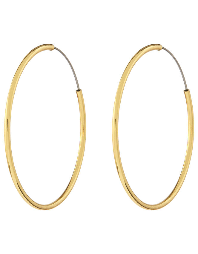 Gold-Plated Small Hoop Earrings, Gold, large