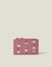 Embroidered Daisy Card Holder, Pink (PINK), large