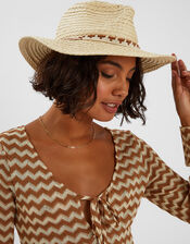Western Straw Fedora Hat, , large
