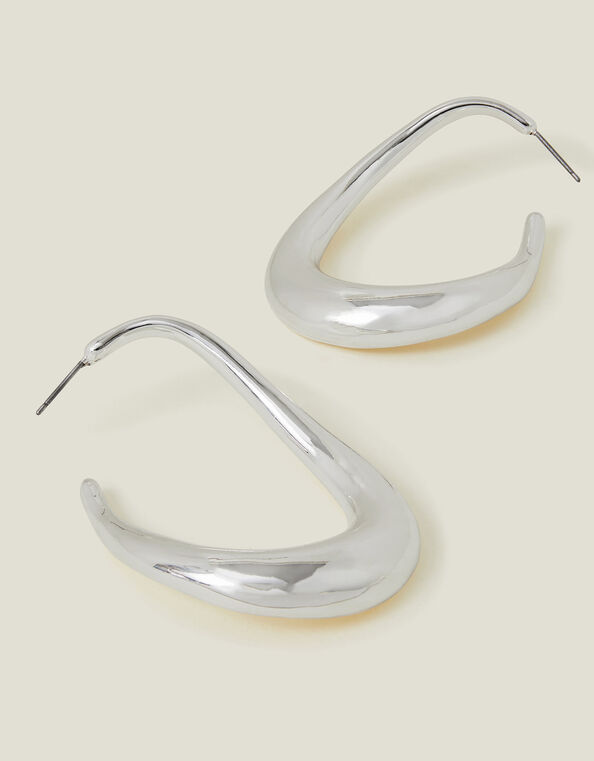 Chunky Hoop Drop Earrings, Silver (SILVER), large